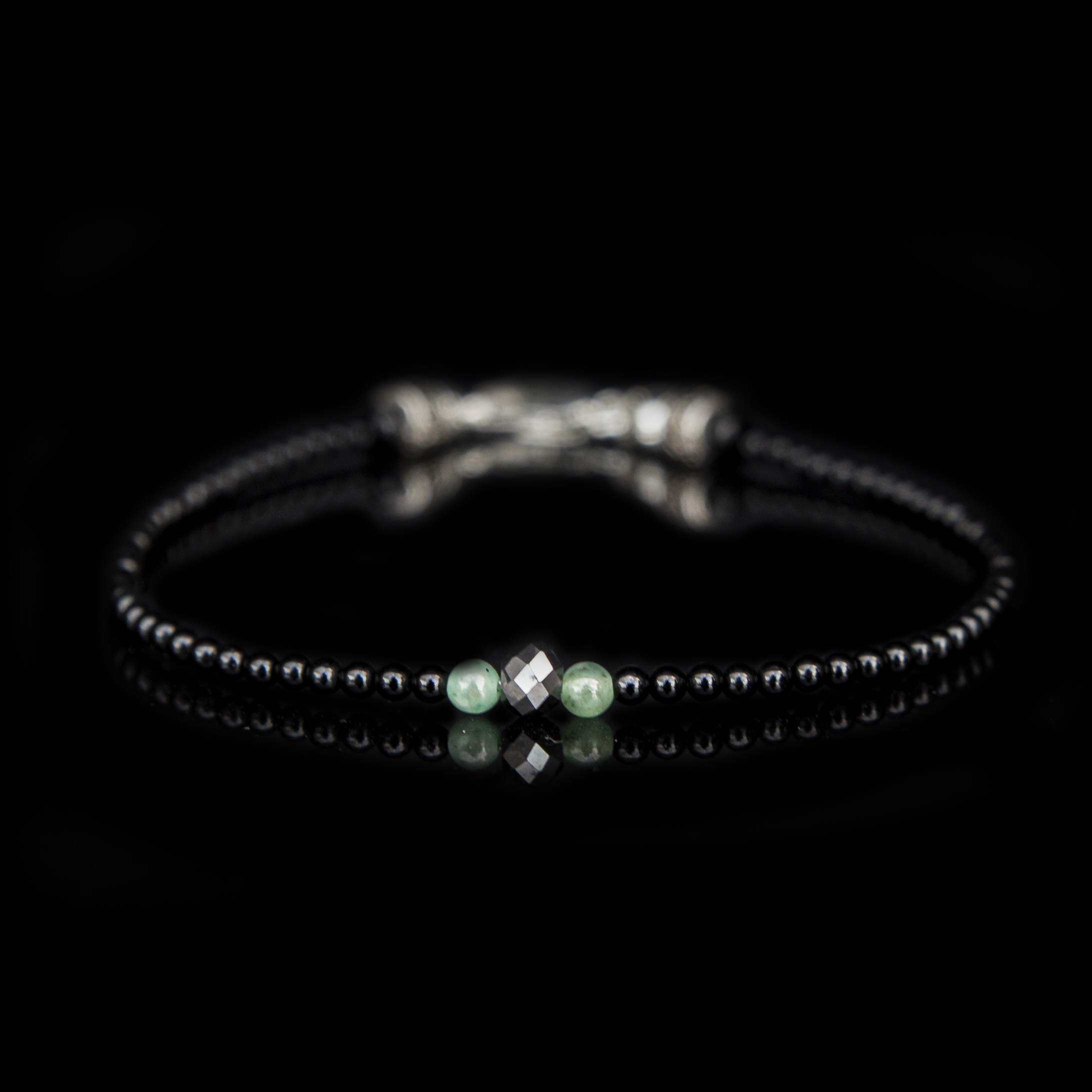 Bracciale Diamante Nero, Onice e Smeraldo Colombiano 2–4 mm – Gioiello artigianale in Argento 925, fatto a mano in Italia
