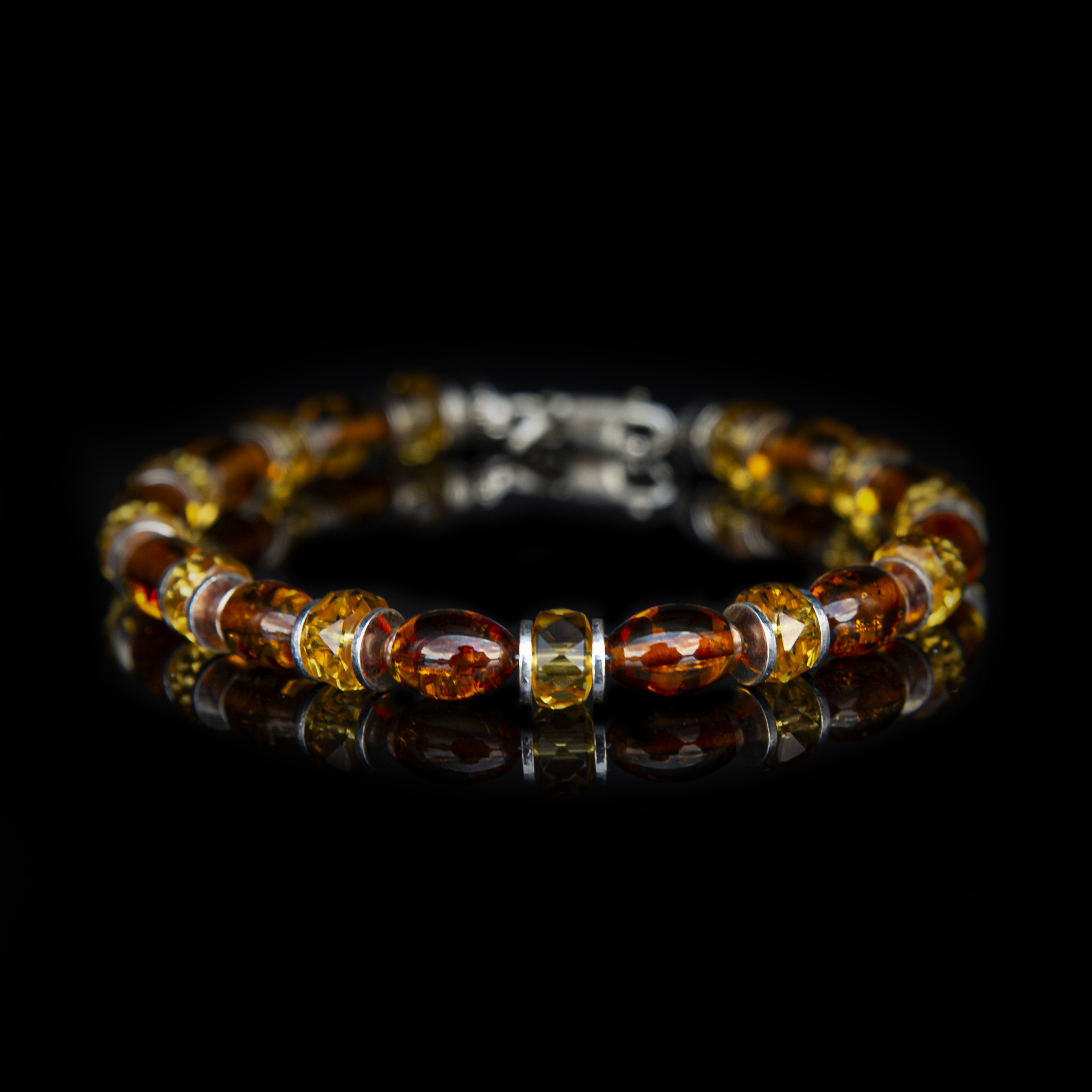Bracciale Ambra Baltica e Citrino – Gioiello Artigianale in Argento 925 Made in Italy