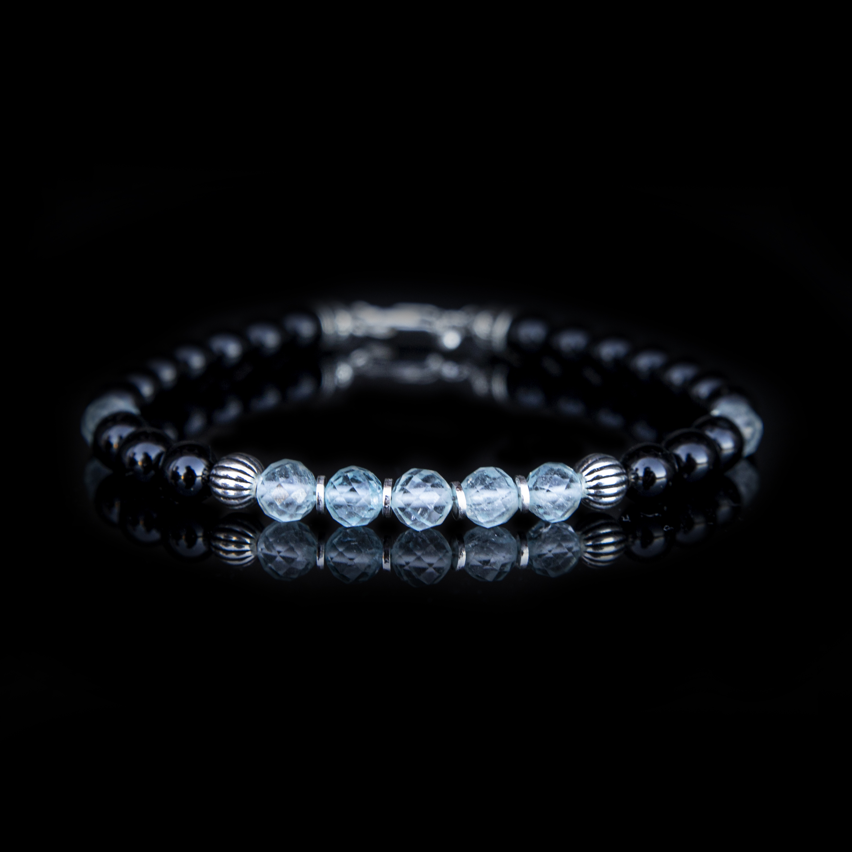 Bracciale Tormalina Nera e Topazio Svizzero 6 mm – Artigianato Italiano in Argento 925