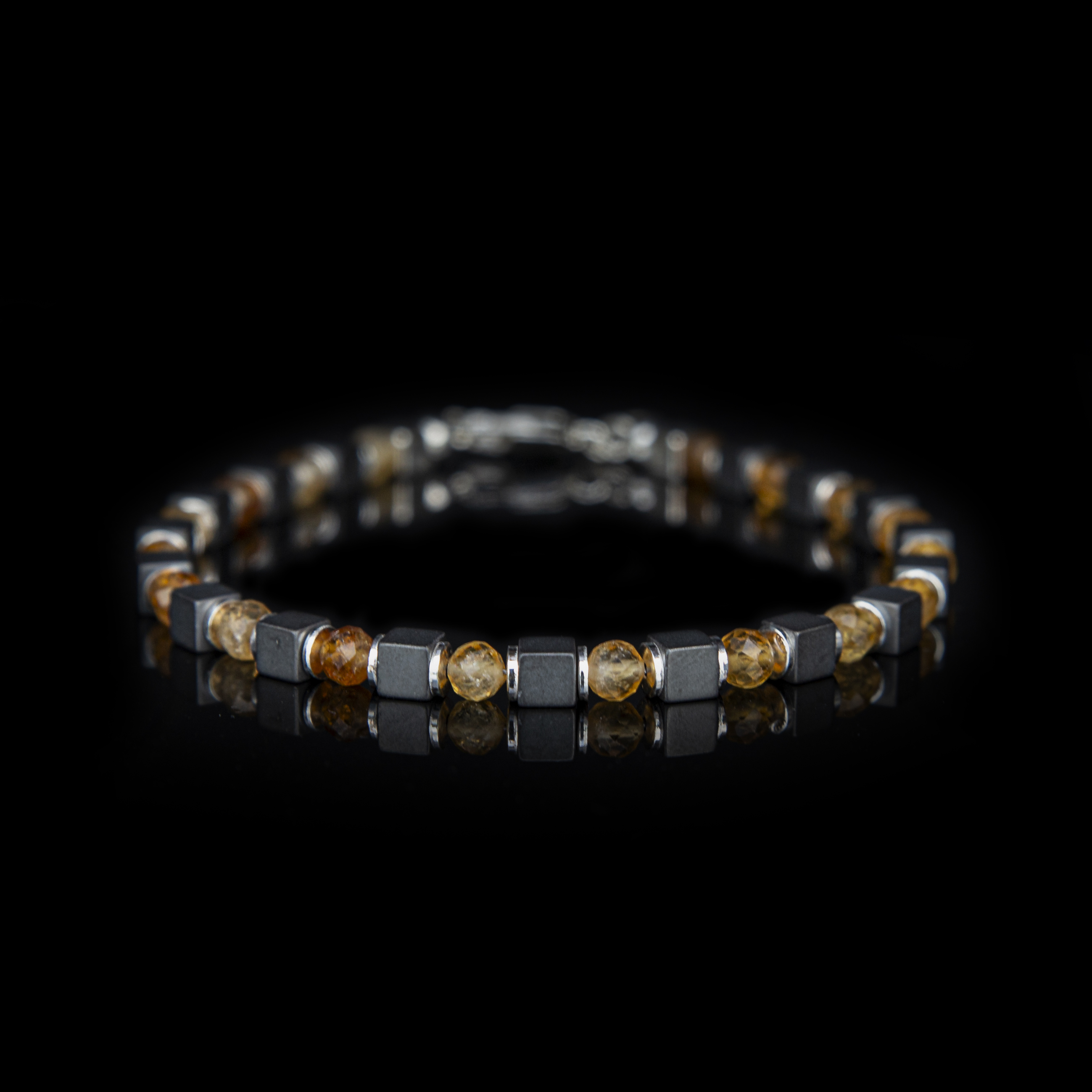 Bracciale Citrino e Ematite 4 mm – Gioiello Artigianale in Argento 925