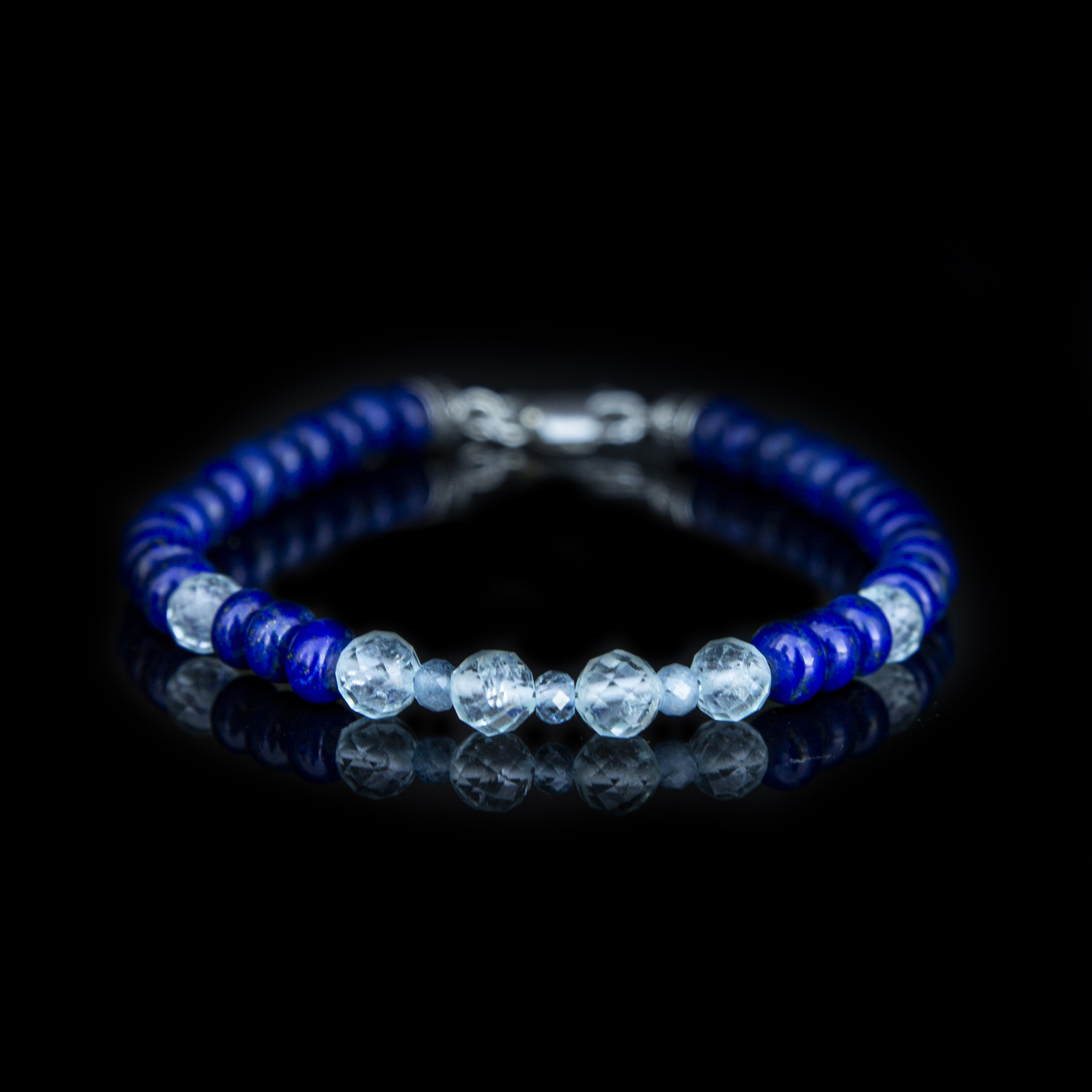 Bracciale Lapislazzuli, Topazio Svizzero e Acquamarina Santamaria 6 mm – Artigianato Italiano