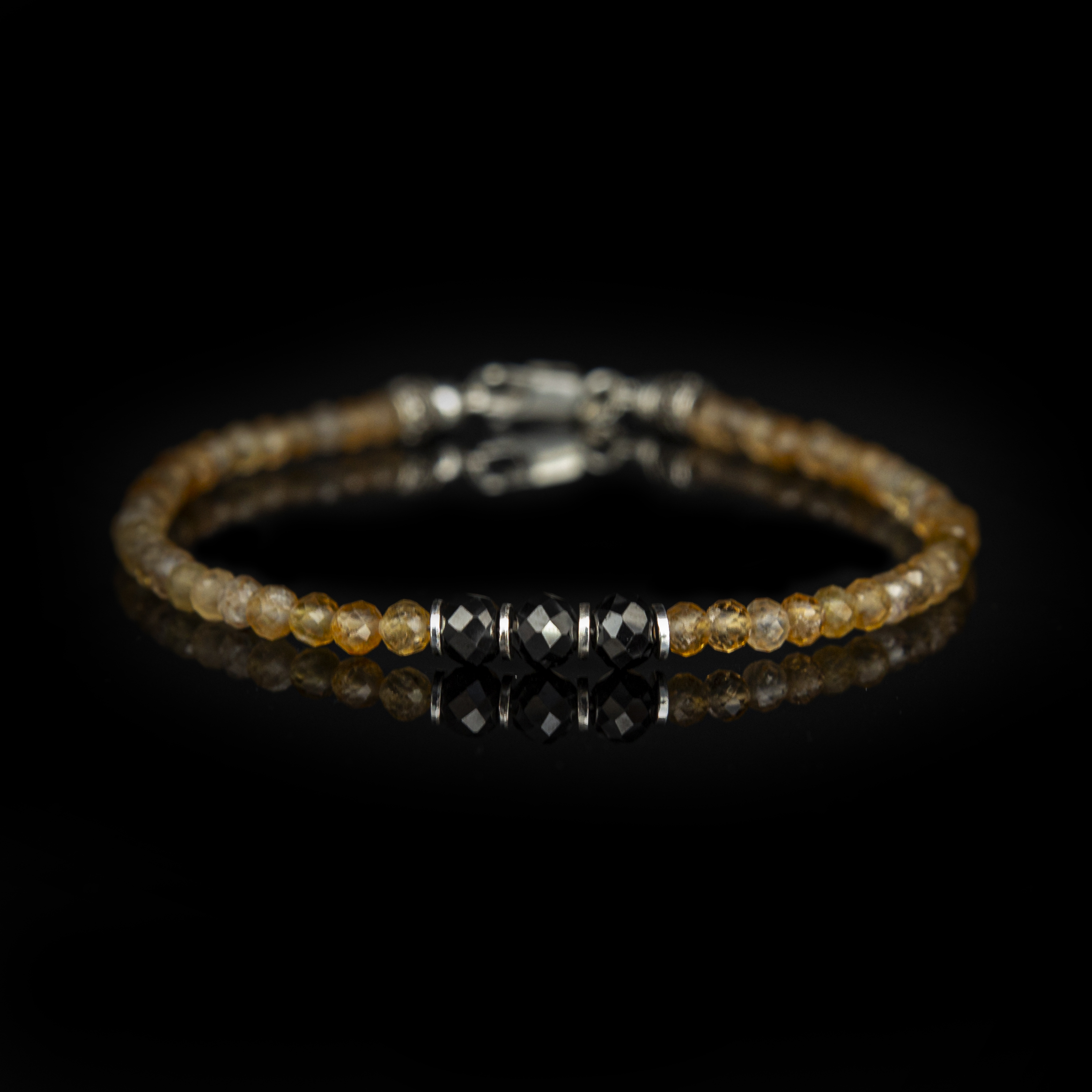 Bracciale Diamante Nero & Tormalina Gialla 21 ct – Argento 925 Fatto a Mano | Grace Gioielli