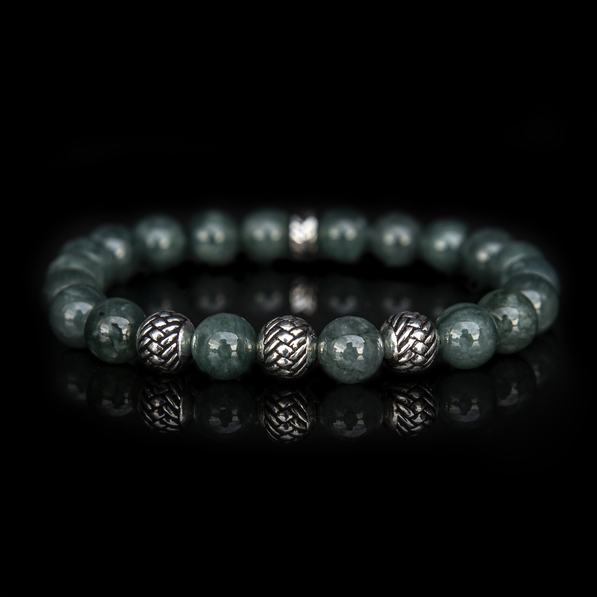 Bracciale Rara Giada Verde Blu 8 mm – Perline Giada AAA & Argento Sterling 925 | Grace Handmade