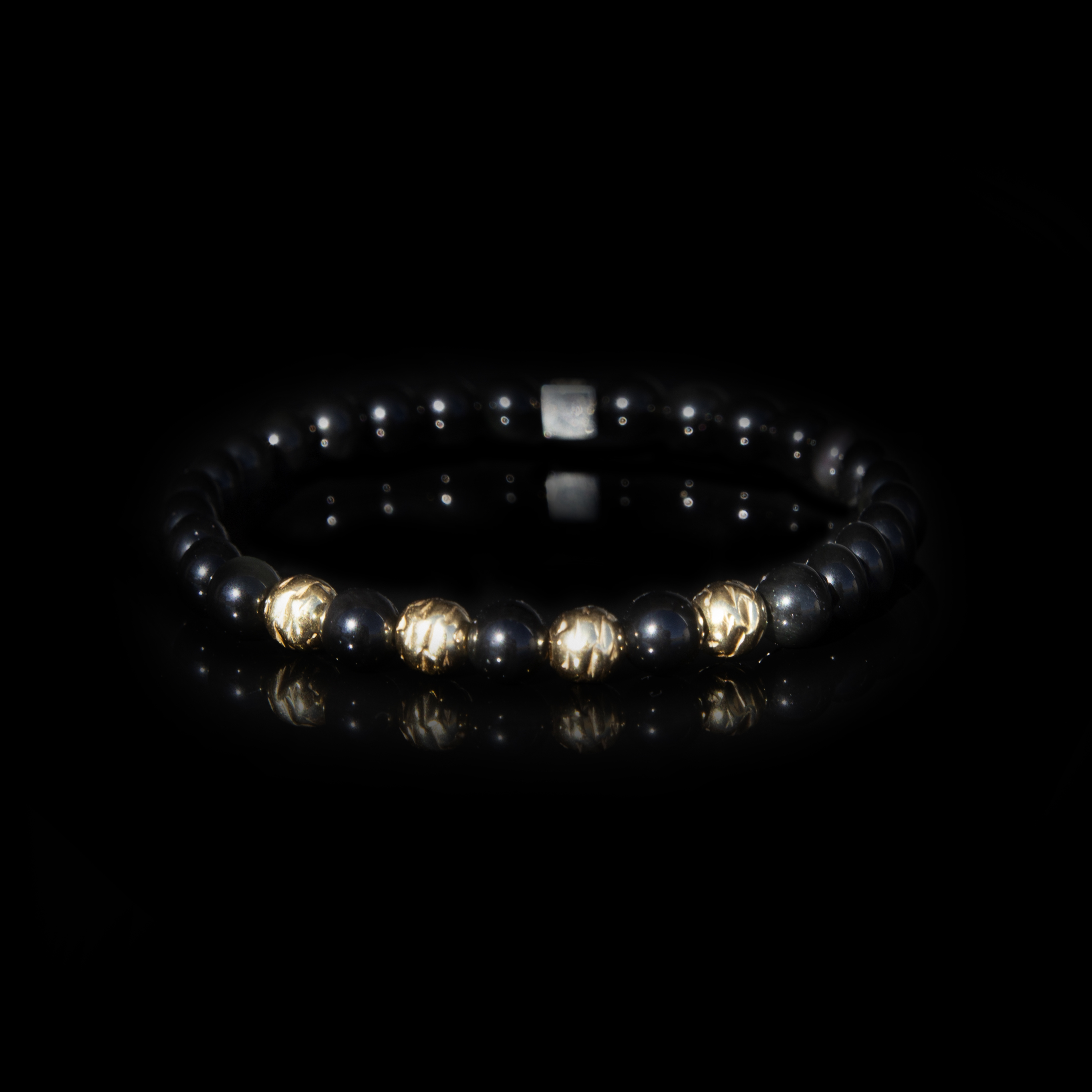 Bracciale Ossidiana Arcobaleno Nero 6 mm in Argento Sterling 925 Placcato Oro – Protezione, Eleganza e Artigianato Italiano