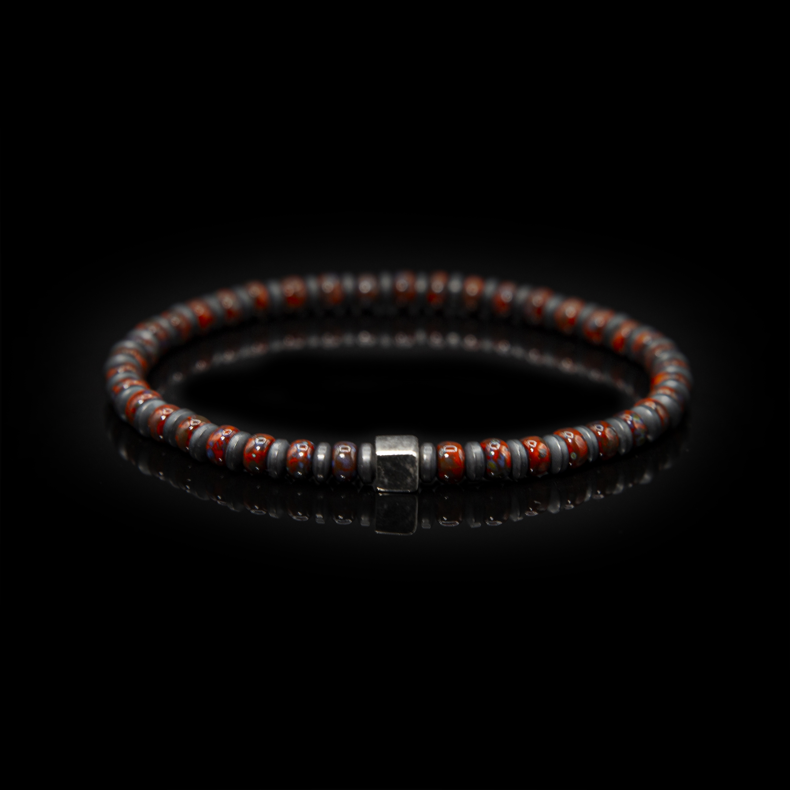 Bracciale Miyuki Rosso Picasso 4 mm – Vetro Giapponese & Argento Sterling 925 | Grace Gioielli Artigianali