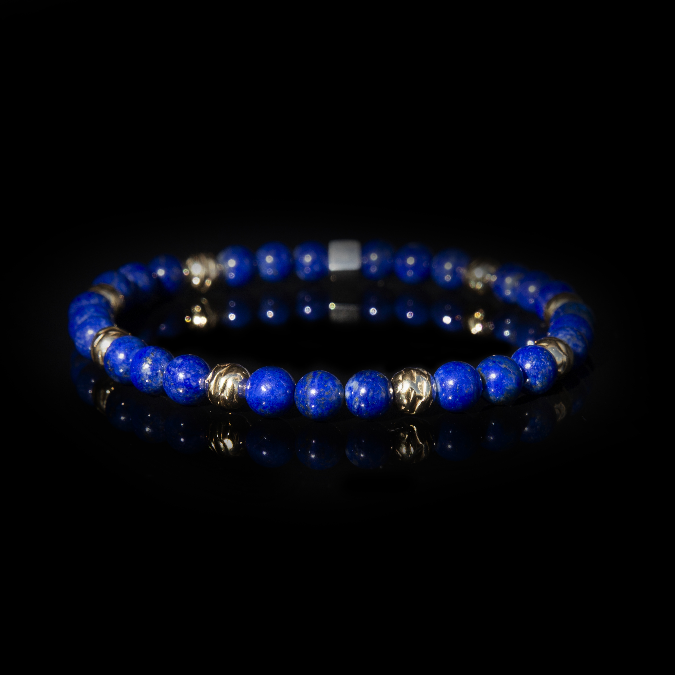 Bracciale Lapislazzuli 6 mm in Argento Sterling 925 Placcato Oro – Handmade Grace