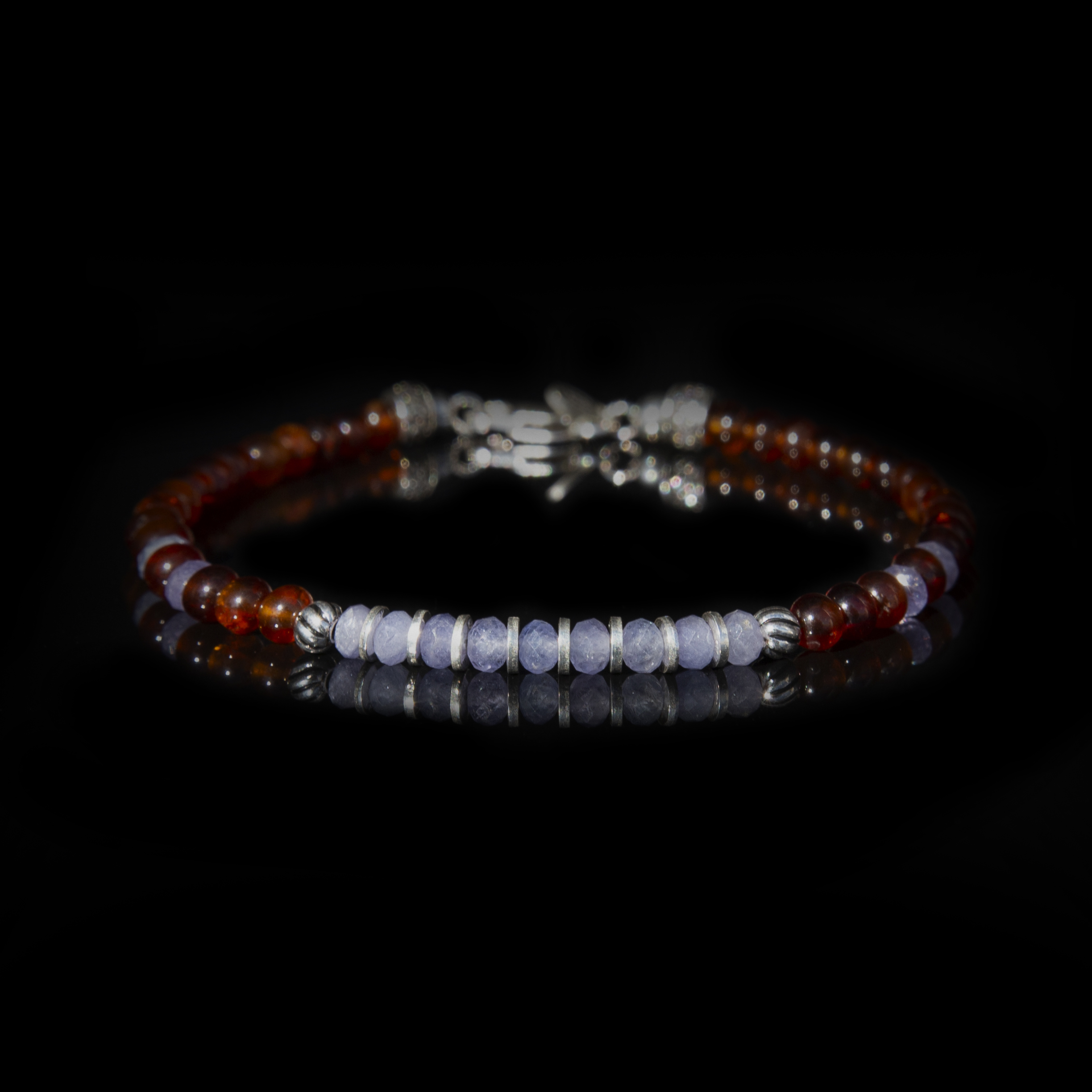 Bracciale Tanzanite e Hessonite 6 carati in Argento 925 – Handmade Italia