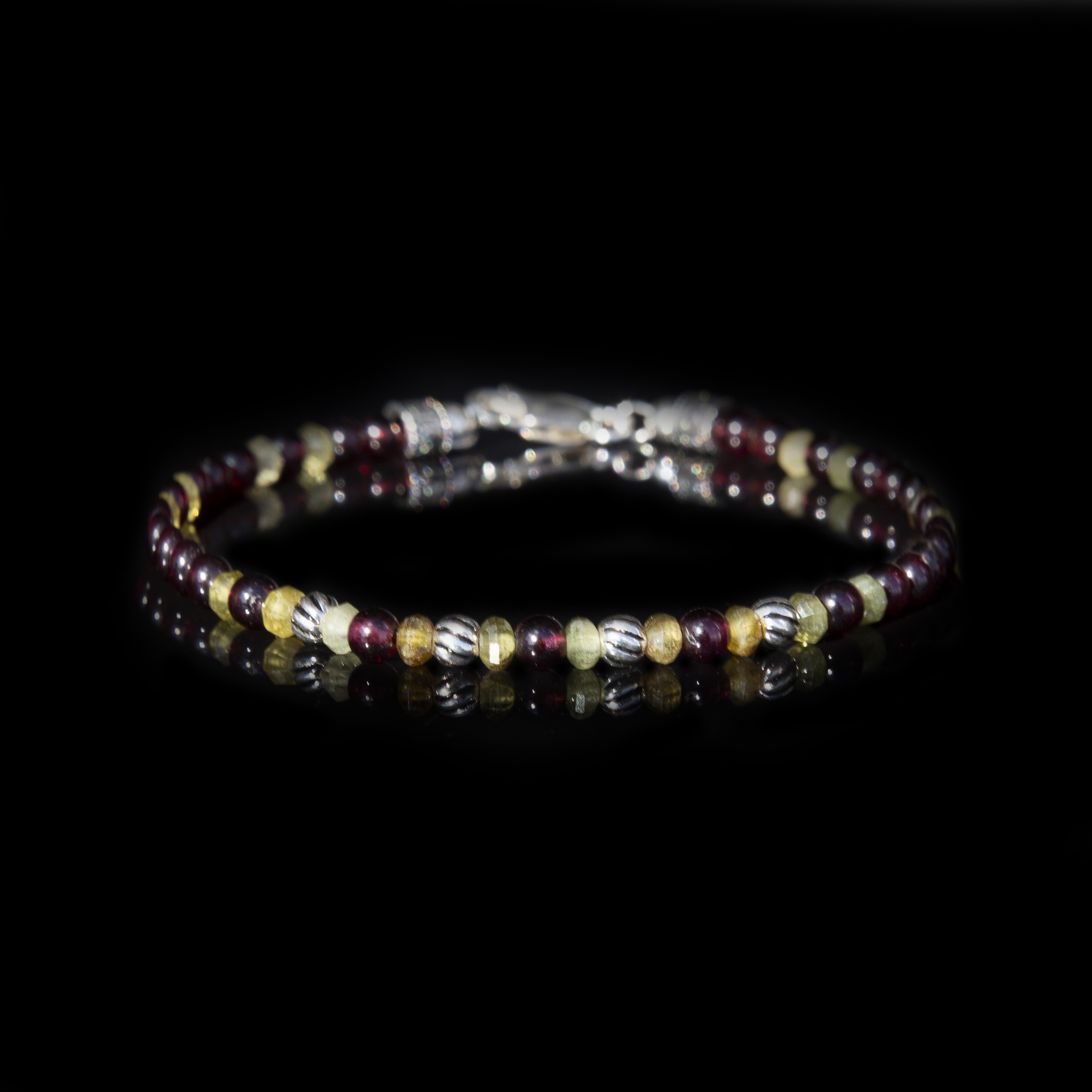 Bracciale Granato & Tsavorite 4 mm – Energia e Armonia in Argento 925