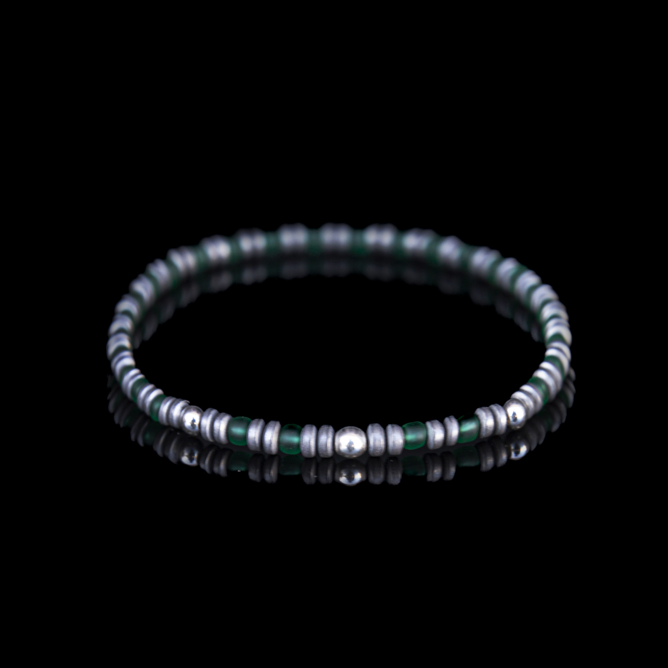 Bracciale Verde Mare Miyuki 3–4 mm – Eleganza Artigianale in Argento 925