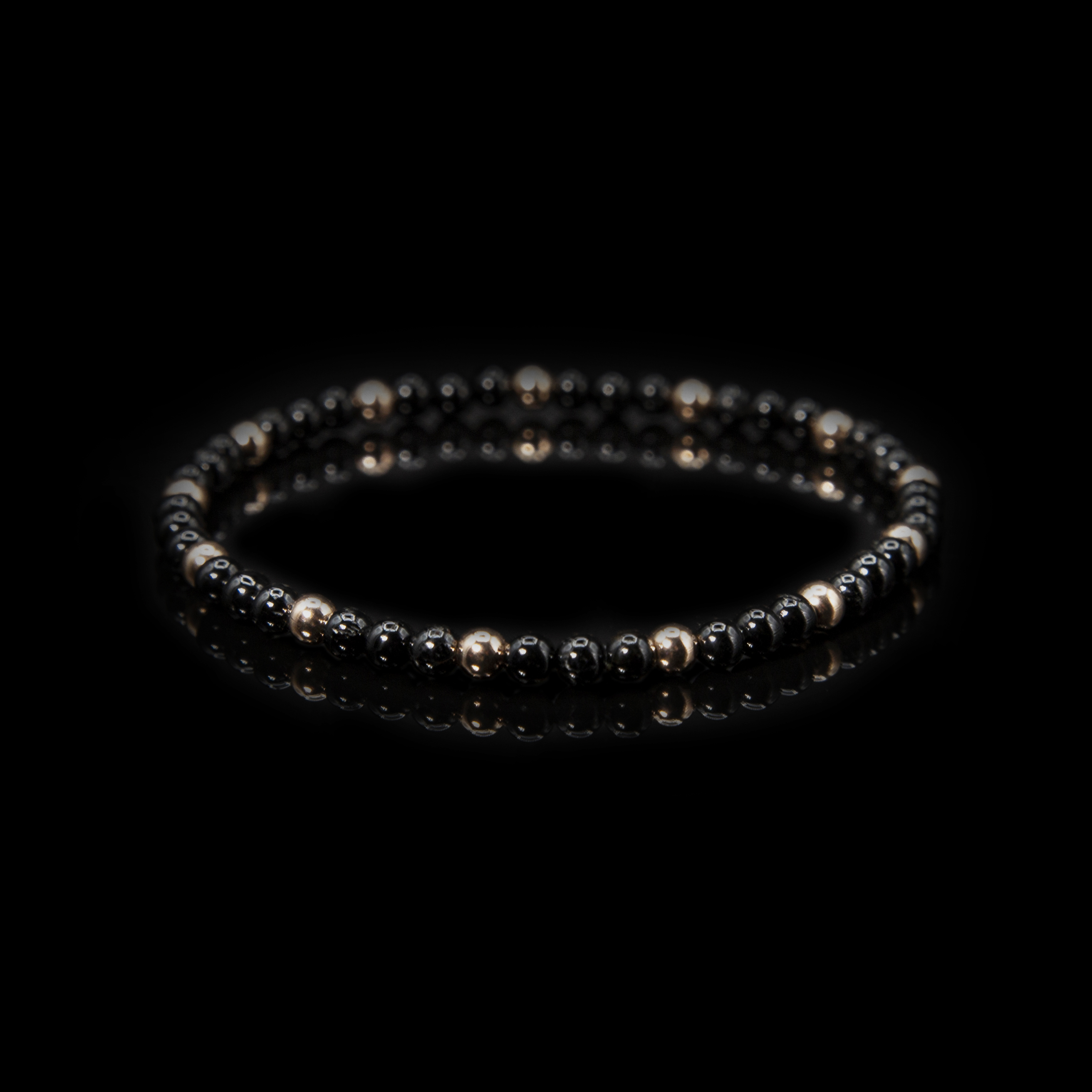Bracciale Tormalina Nera 4 mm – Amuleto Protettivo in Argento 925 Oro