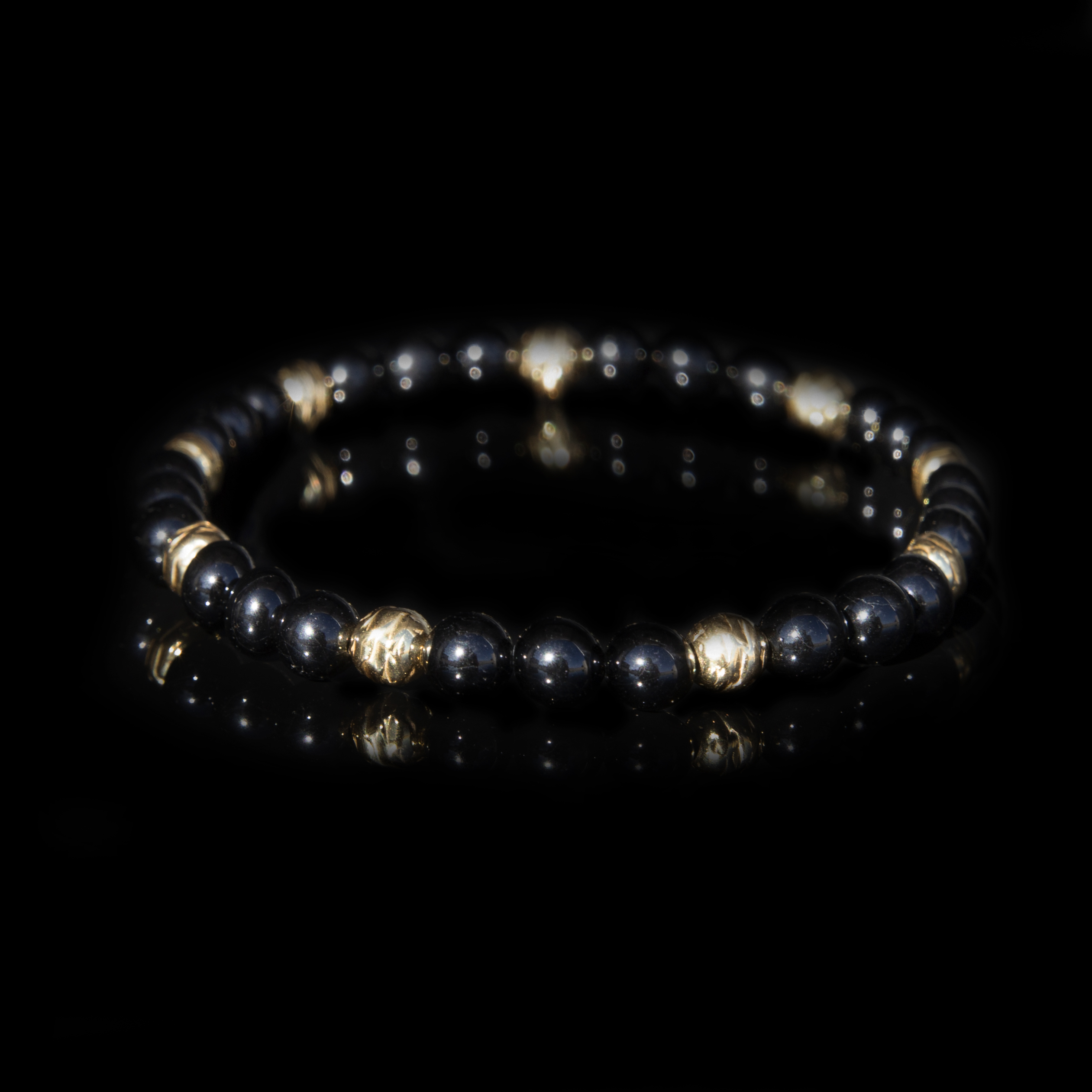 Bracciale Tormalina Nera 6 mm – Amuleto Protettivo in Argento 925 Oro