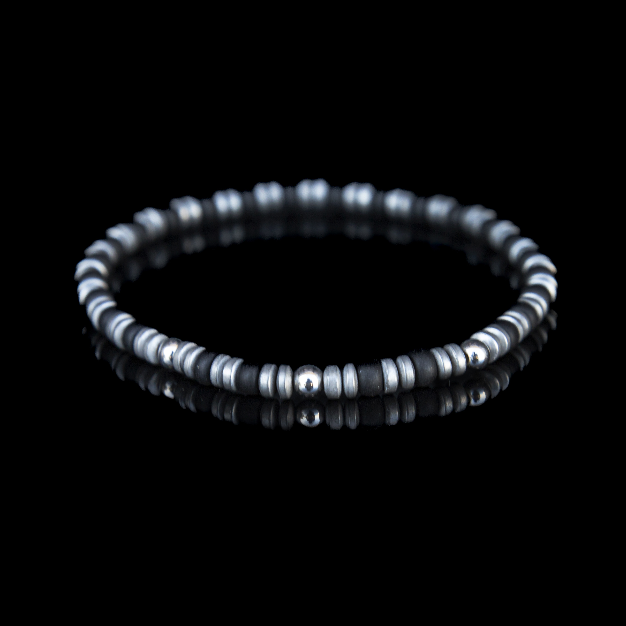 Bracciale Miyuki Nero Opaco 4 mm – Uomo, Artigianato Italiano in Argento 925
