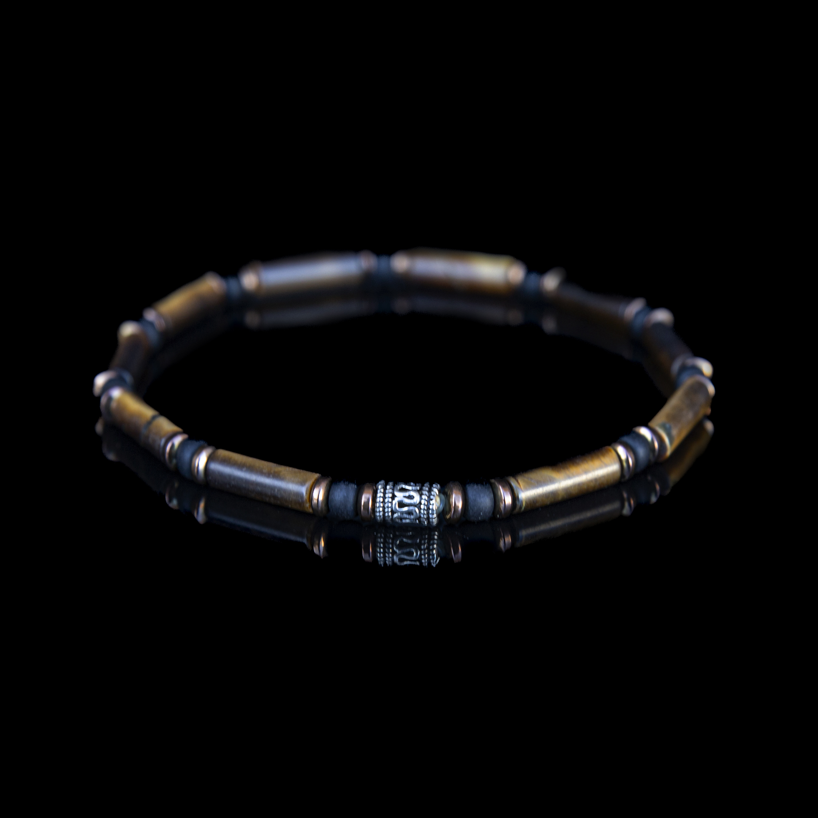 Bracciale Occhio di Tigre 4 mm – Gioiello Artigianale Uomo in Argento 925