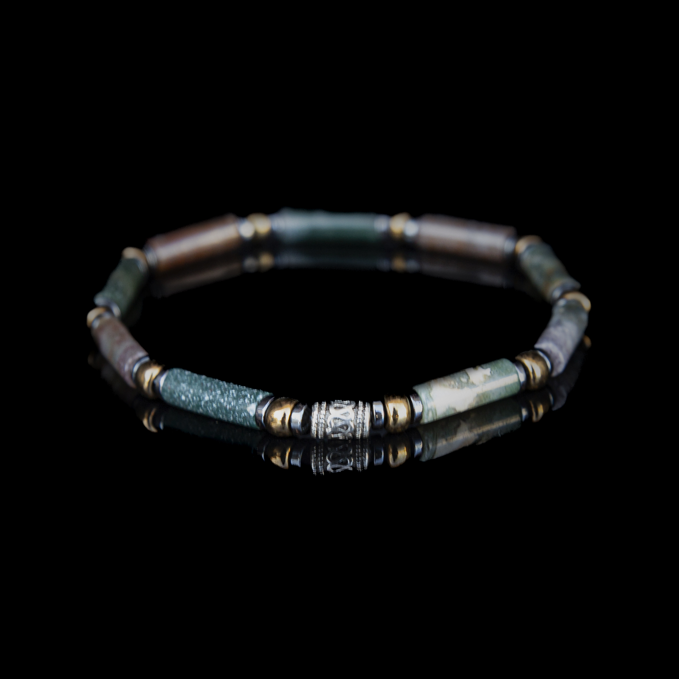 Bracciale Agata Indiana 4 mm – Artigianato Italiano in Argento 925 Placcato Oro