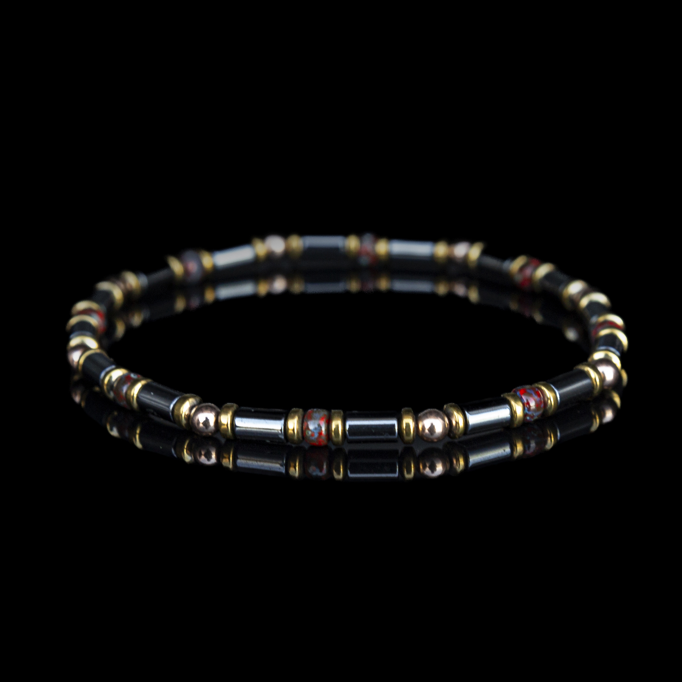 Bracciale Ematite e Miyuki 4 mm – Placcato Oro, Artigianato Italiano in Argento 925
