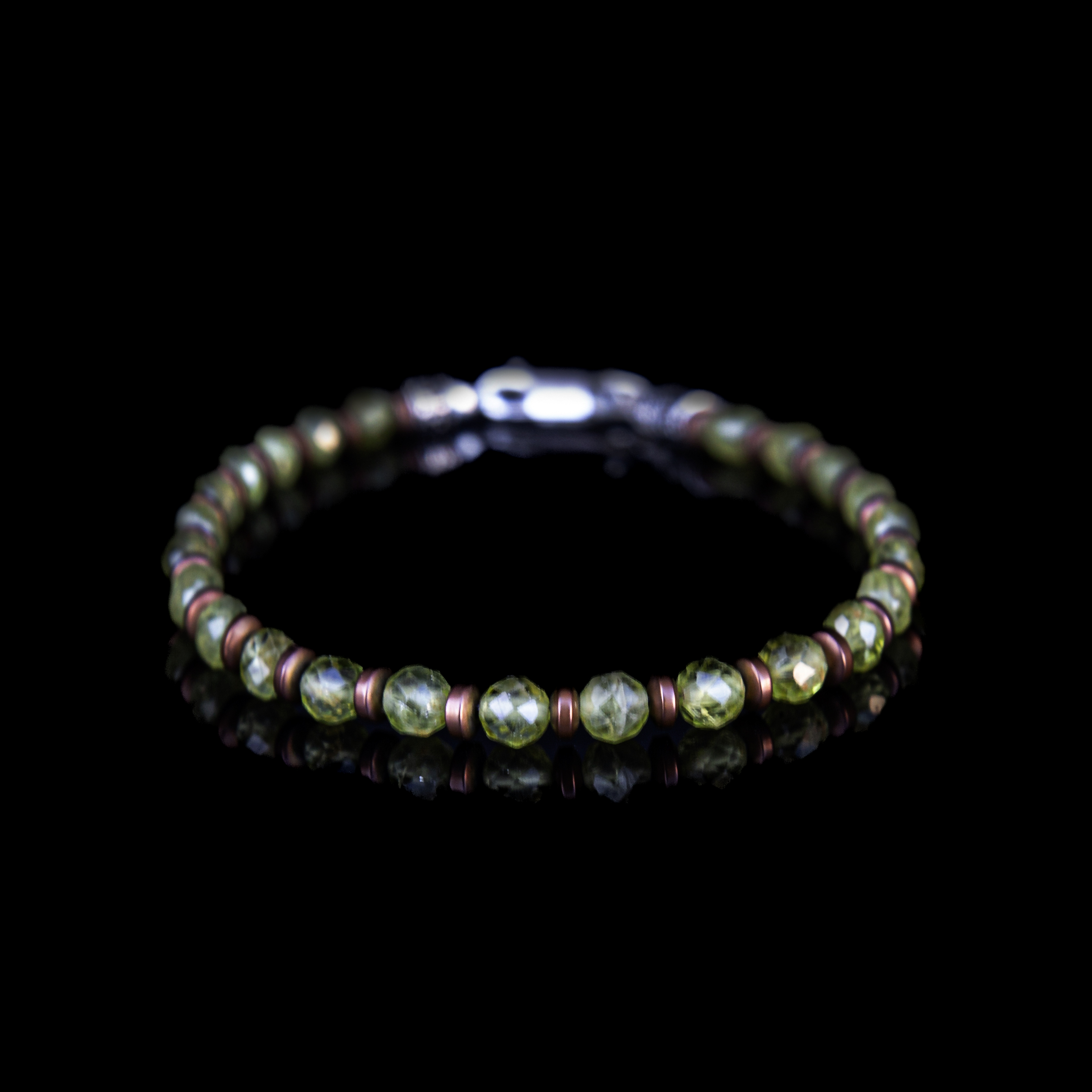 Bracciale Peridoto e Ematite 5 mm – Artigianato Italiano in Argento 925