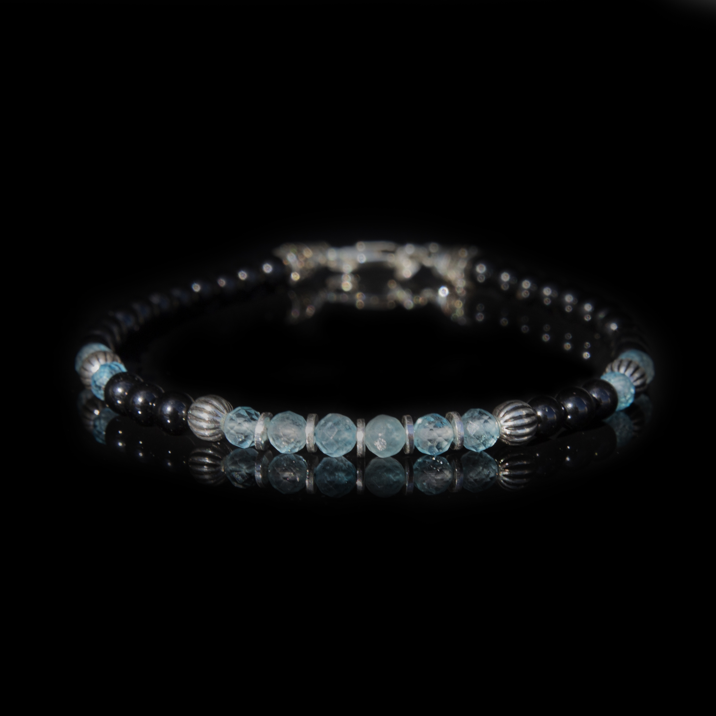 Bracciale Tormalina Nera e Topazio Svizzero 4 mm – Artigianato Italiano in Argento 925