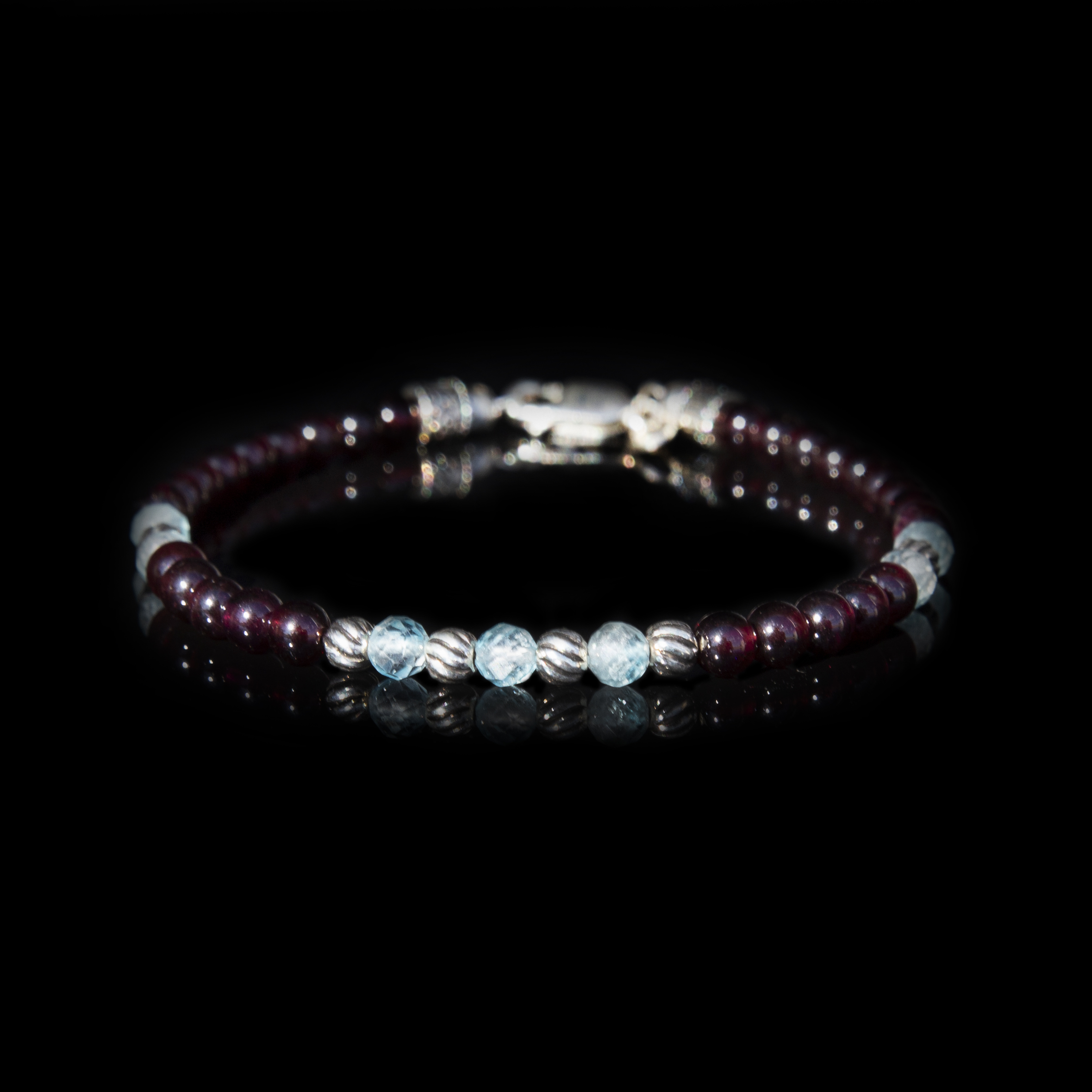 Bracciale Granato e Topazio Svizzero 4 mm – Gioiello Artigianale in Argento 925