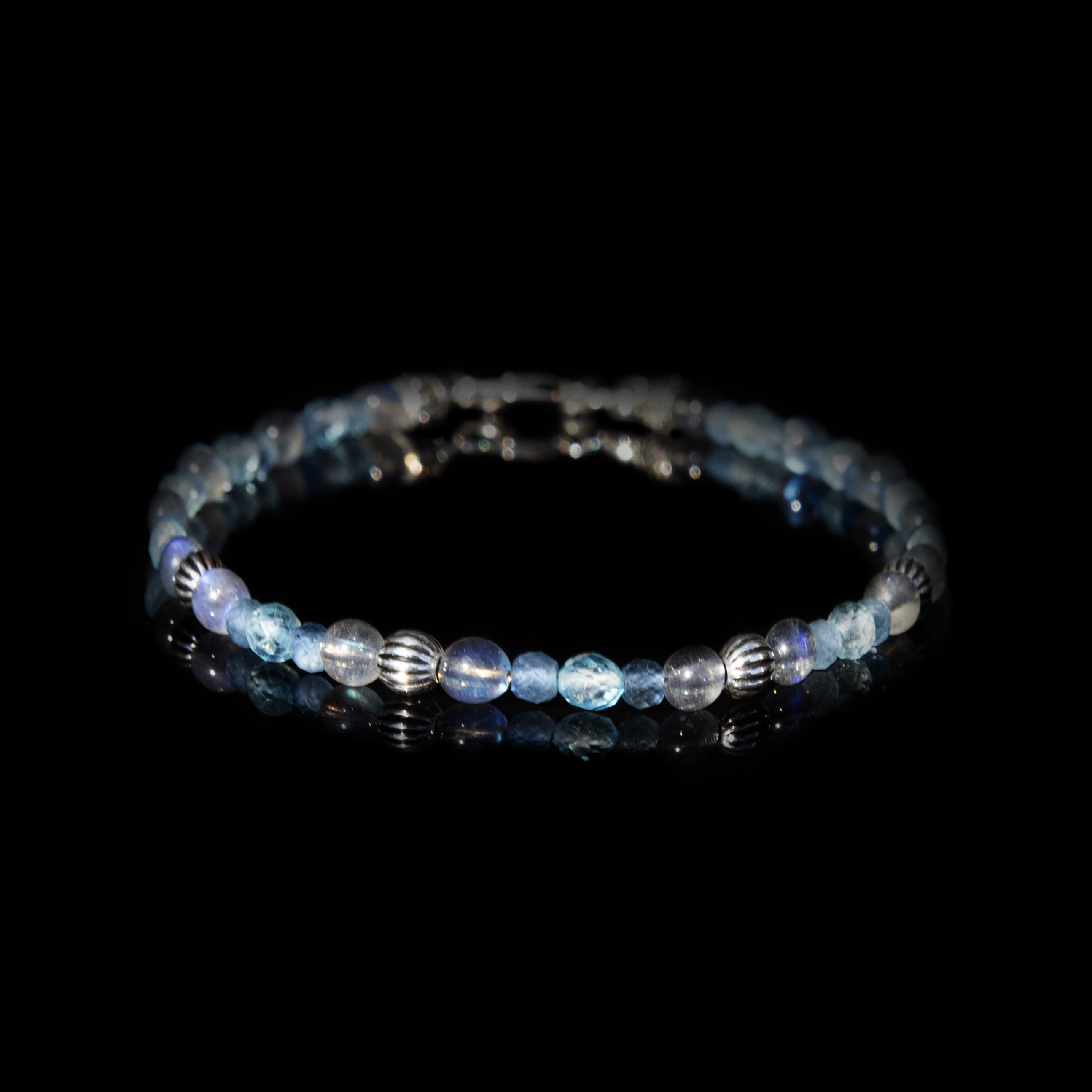 Bracciale Acquamarina Santamaria, Labradorite e Topazio – Argento 925 fatto a mano