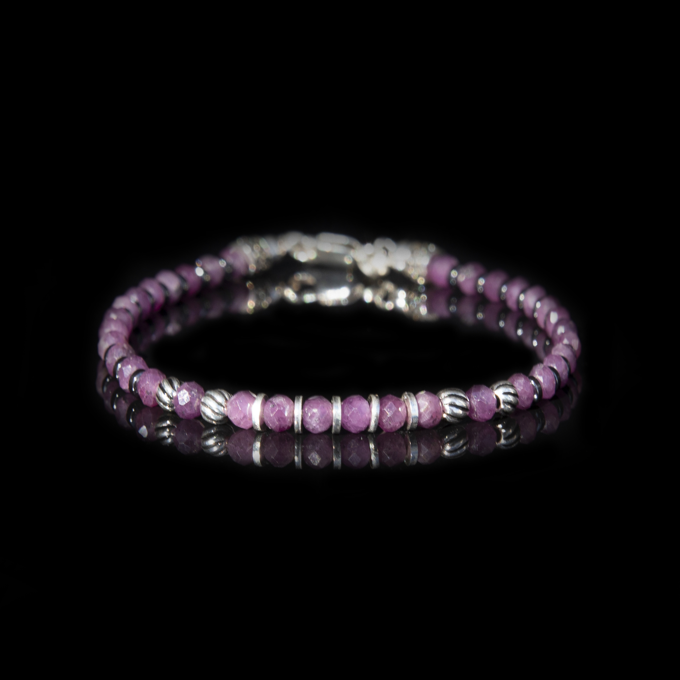 Bracciale Rubino 18 carati (4 mm) – Gioiello Artigianale in Argento 925, Fatto a Mano in Italia