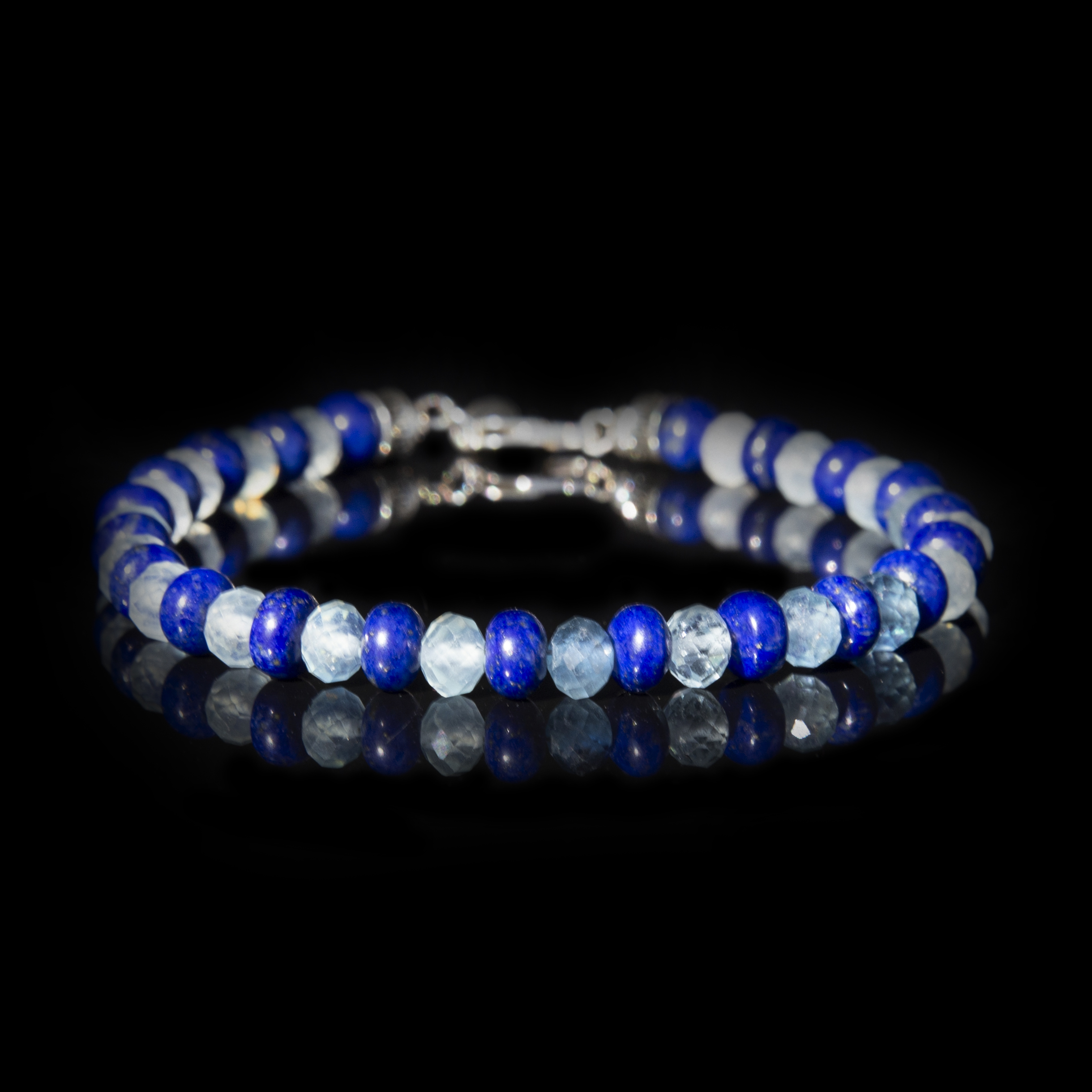 Bracciale Acquamarina Santamaria e Lapislazzuli 18 ct (6 mm) – Gioiello Artigianale in Argento 925