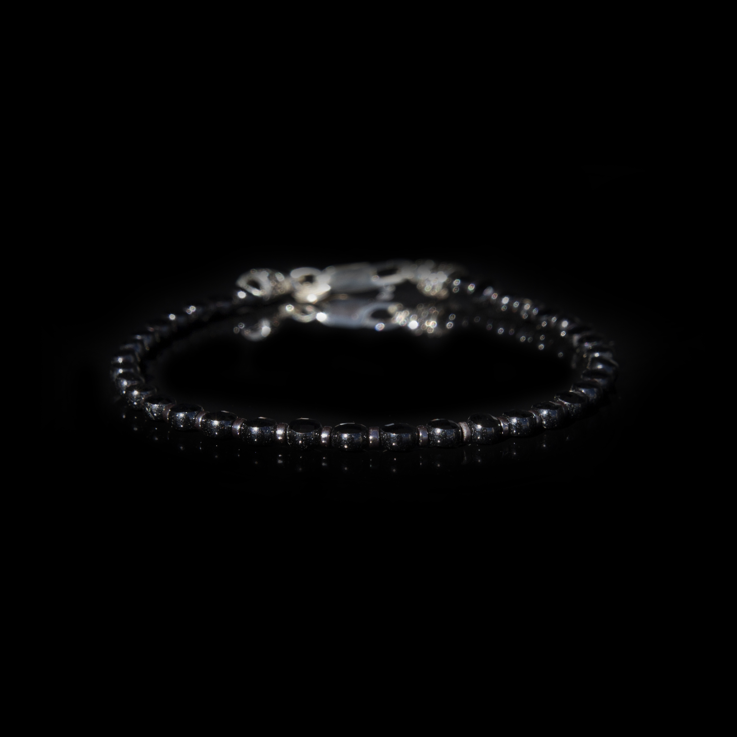 Bracciale Moneta Spinello Nero 4 mm – Gioiello elegante artigianale in Argento 925, fatto a mano in Italia