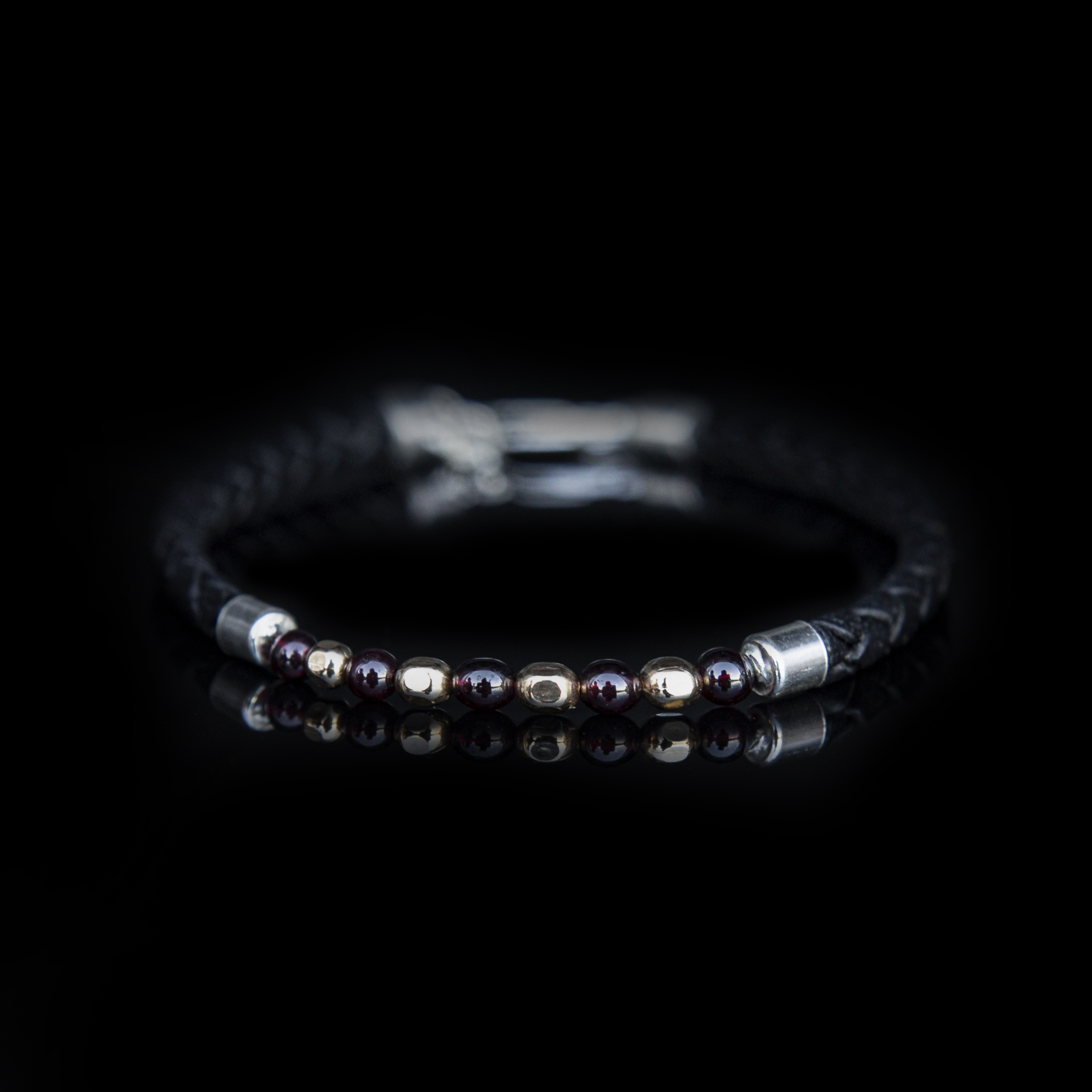 BRACCIALE PELLE – GRANATO – ORO 14K