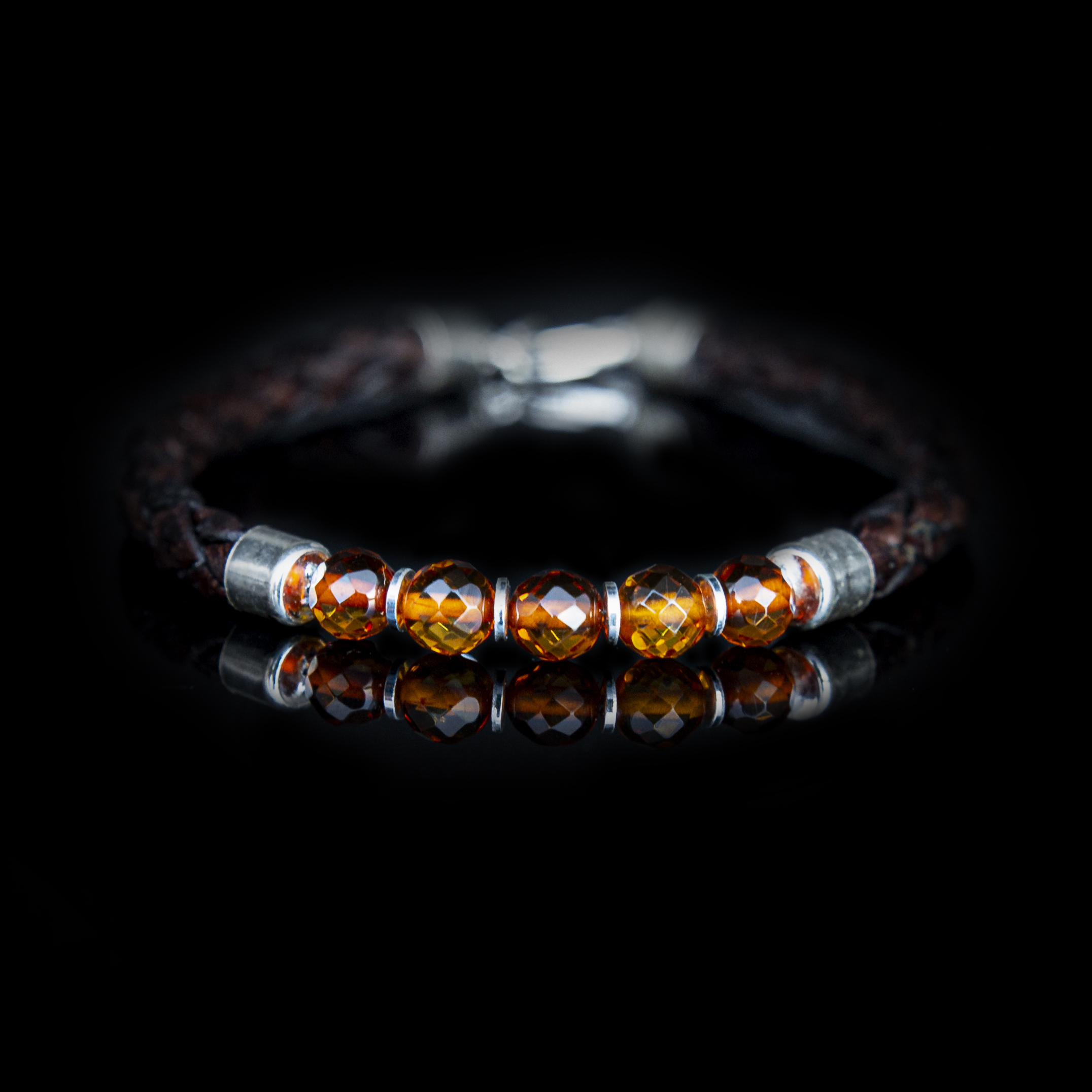 BRACCIALE PELLE MARRONE – AMBRA BALTICA