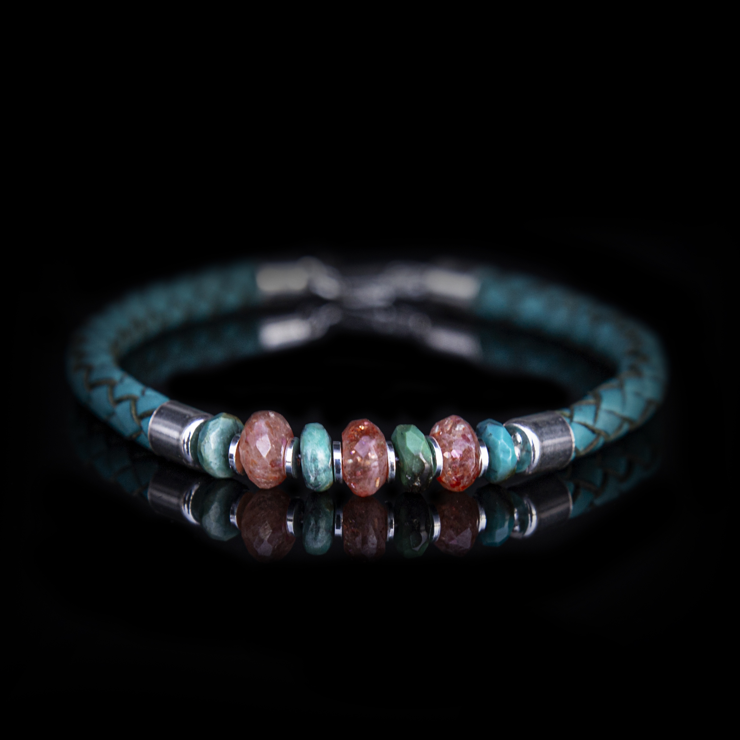 BRACCIALE PELLE TURCHESE – TURCHESE – PIETRA DEL SOLE