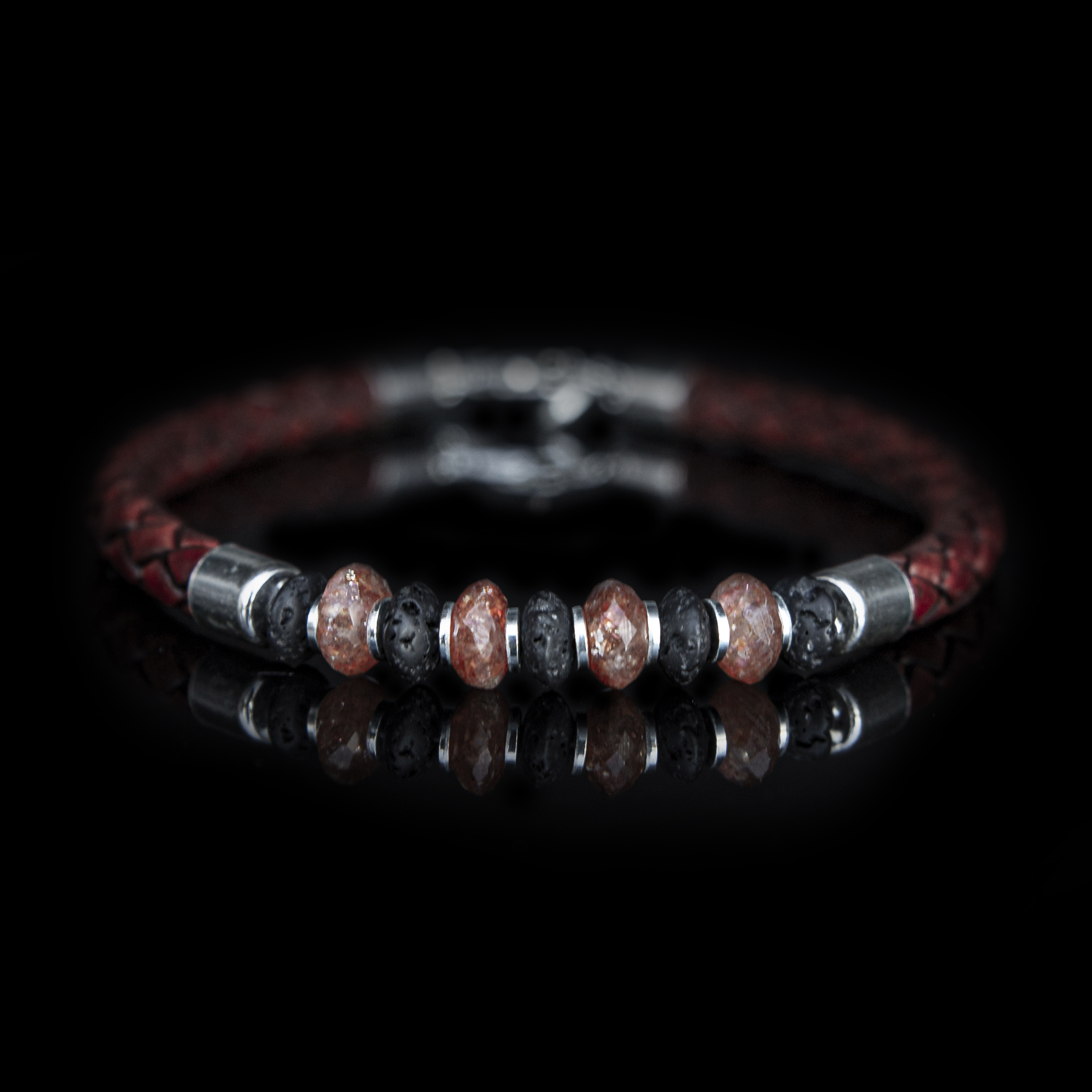 BRACCIALE PELLE – PIETRA DEL SOLE - LAVA