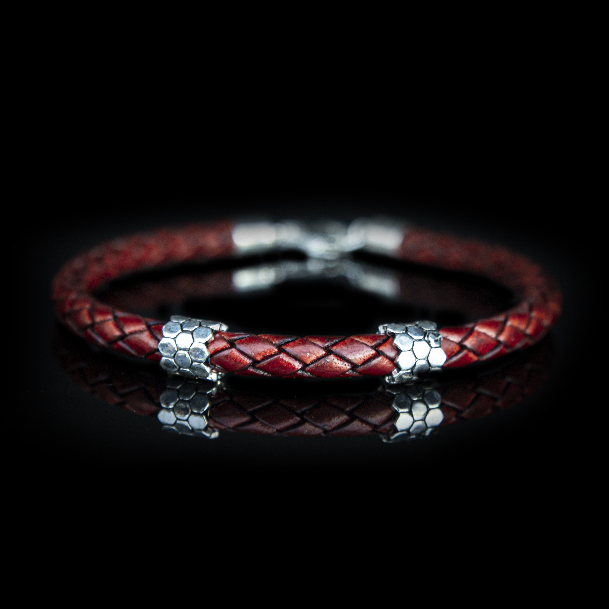 BRACCIALE PELLE ROSSO ANTICO